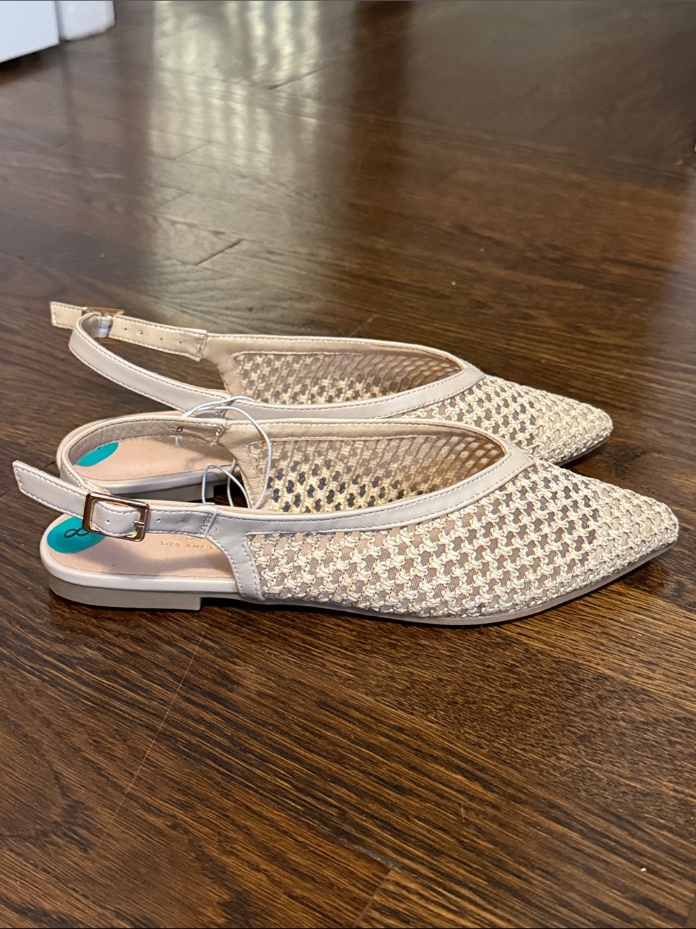 Beige Woven Slingback Flats - Women's Casual Pointed Toe